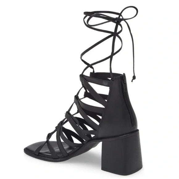 NEW! Steve Madden Black Leather Cherri Strappy Sandal - Size 7 - Picture 2 of 16